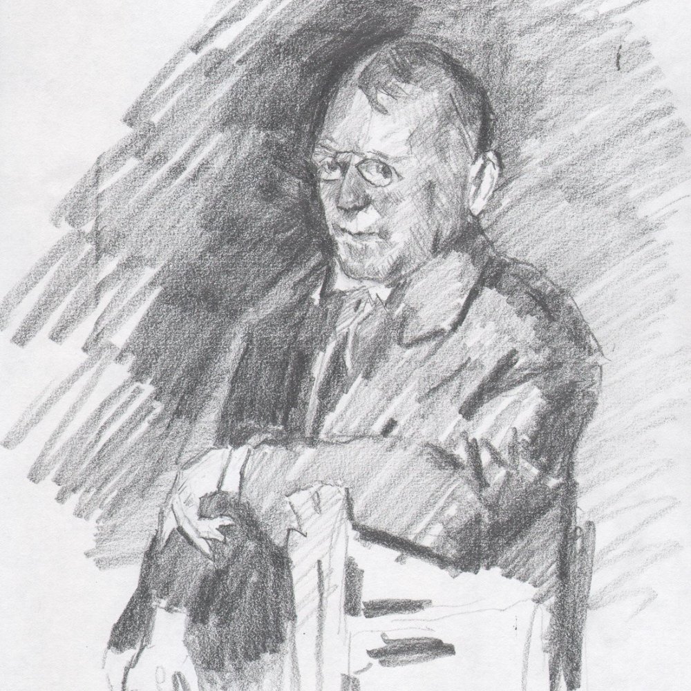 Portrait of James Whitcomb Riley (Copy after Sargent), pencil on paper, 12 x 9 in.