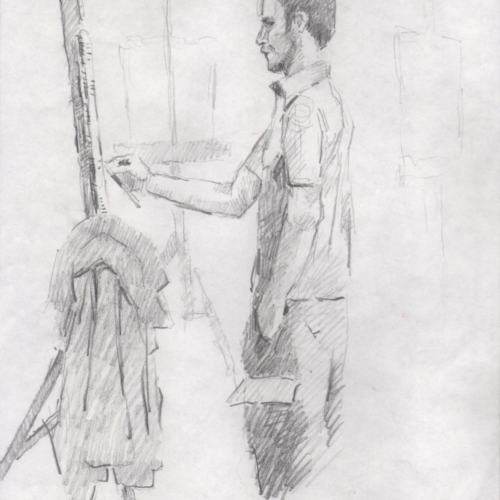 Christopher Martin Hoff, pencil/bristol paper, 11 x 14 in. Drawing at the Gage Drawing Marathon, 2007.
