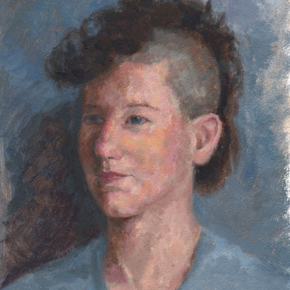 Lou Henry Hoover, oil on treated paper, 14 x 11 in.