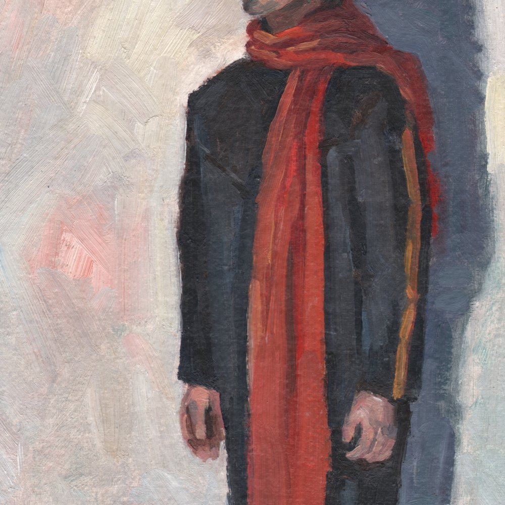 Red Scarf, oil/board, 14 x 10 in.