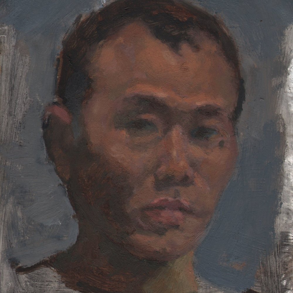 Self-portrait 2013, oil on panel, 6 x 6 in.