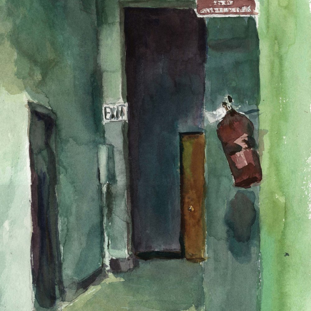 Studio Hallway, watercolor on paper, 12 x 9 in.
